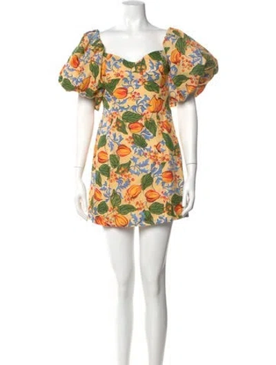 Pre-owned Rhode Linen Mini Dress In Orange