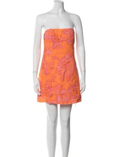 Pre-owned Rhode Linen Mini Dress In Orange