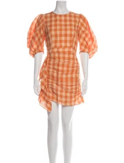 Pre-owned Rhode Linen Mini Dress In Orange