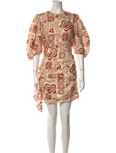 Pre-owned Rhode Linen Mini Dress In Red