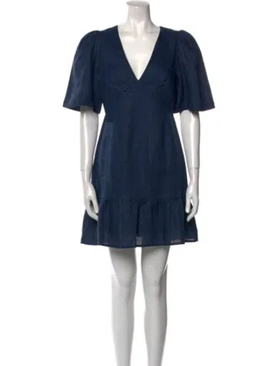 Pre-owned Rhode Linen Mini Dress W/ Tags In Blue