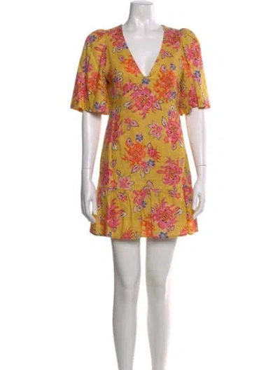 Pre-owned Rhode Linen Mini Dress W/ Tags In Yellow