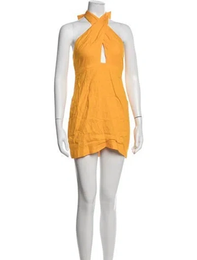 Pre-owned Rhode Linen Mini Dress In Yellow