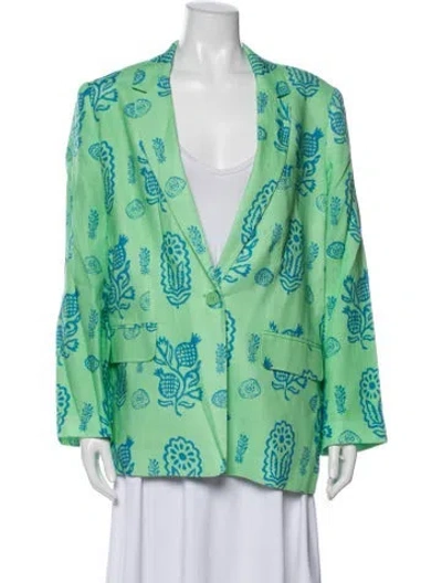 Pre-owned Rhode Linen Printed Blazer In Green
