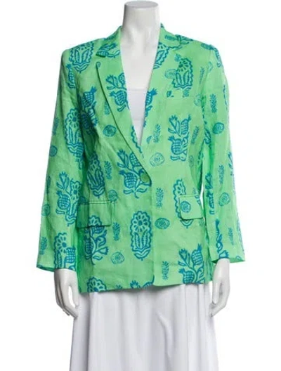 Pre-owned Rhode Linen Printed Blazer W/ Tags In Green