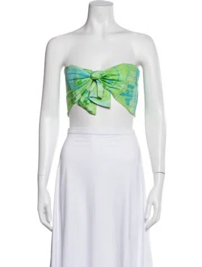 Pre-owned Rhode Linen Printed Crop Top In White