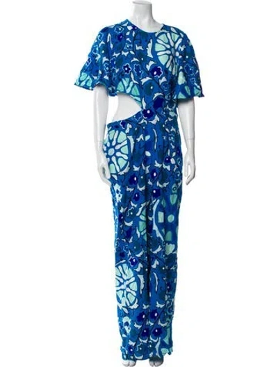 Pre-owned Rhode Linen Printed Jumpsuit In Blue