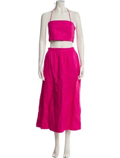 Pre-owned Rhode Linen Ruffle Embellishment Skirt Set In Pink