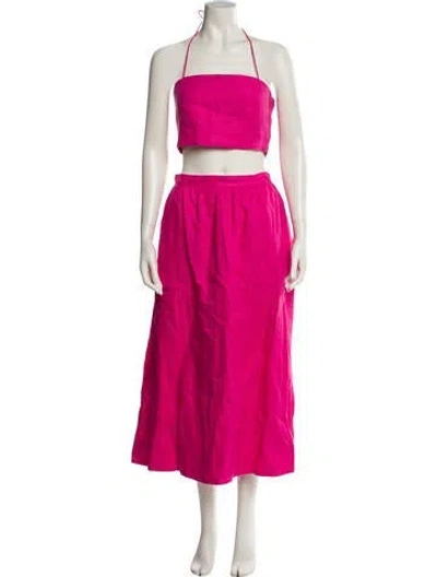 Pre-owned Rhode Linen Ruffle Embellishment Skirt Set In Pink