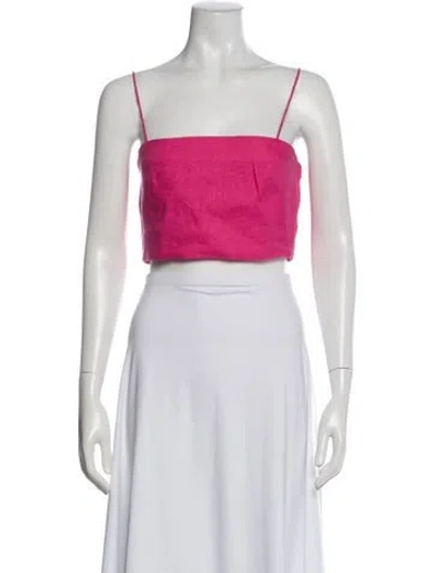Pre-owned Rhode Linen Square Neckline Crop Top In Pink
