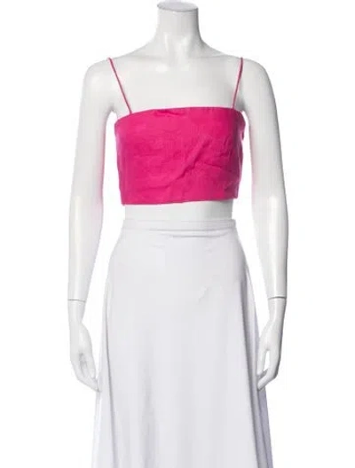 Pre-owned Rhode Linen Square Neckline Crop Top In White