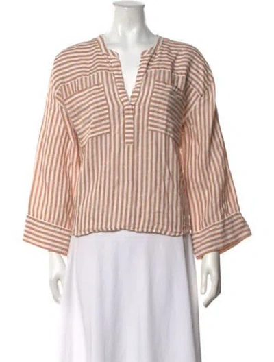 Pre-owned Rhode Linen Striped Top In Neutrals