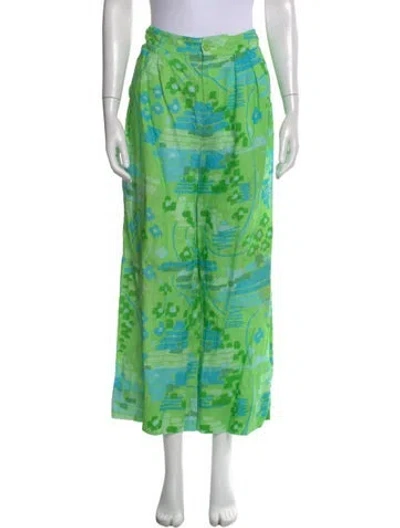 Pre-owned Rhode Linen Wide Leg Pants In Green