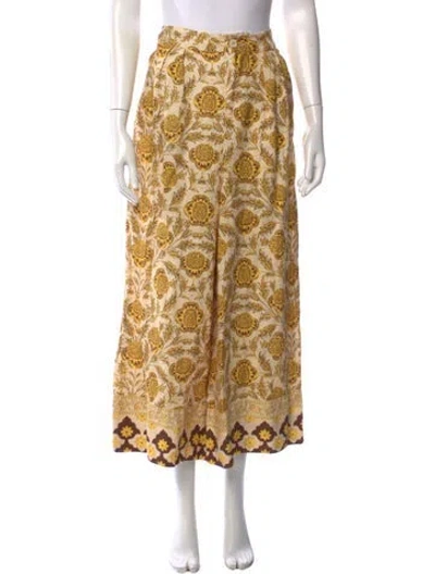 Pre-owned Rhode Linen Wide Leg Pants In Yellow