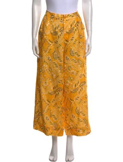 Pre-owned Rhode Linen Wide Leg Pants In Yellow
