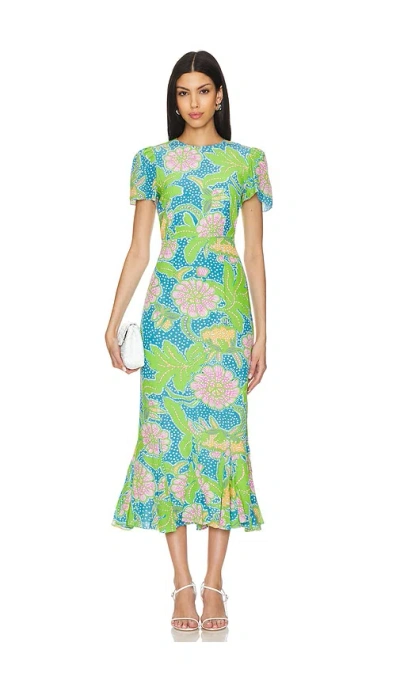 Rhode Lulani Dress In Blue Psychedelic Flower