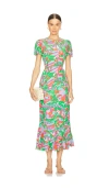 Rhode Lulani Floral Print Midi Dress In Green