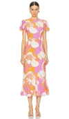 Rhode Lulani Dress Pink Deco Surf In Pink Deco Surf