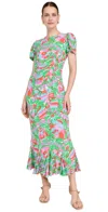 Rhode Lulani Floral Print Midi Dress In White Fleur Tropicale