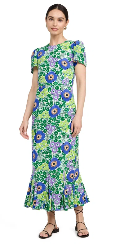 Rhode Lulani Floral Print Midi Dress In Wisteria Aura Blossom