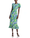 Rhode Lulani Floral Print Midi Dress In Wisteria Aura Blossom