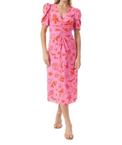 Rhode Maci Dress In Pink Botanical Abstract
