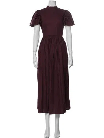 Pre-owned Rhode Mock Neck Long Dress In Burgundy