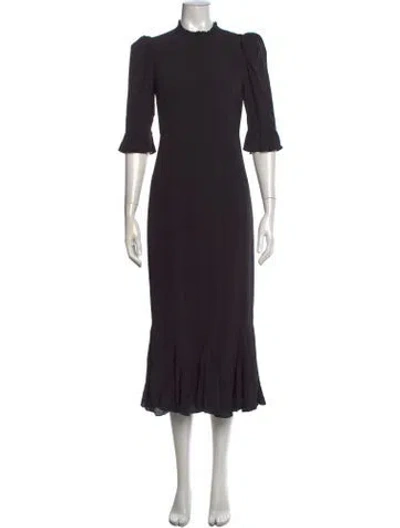 Pre-owned Rhode Mock Neck Midi Length Dress In Black