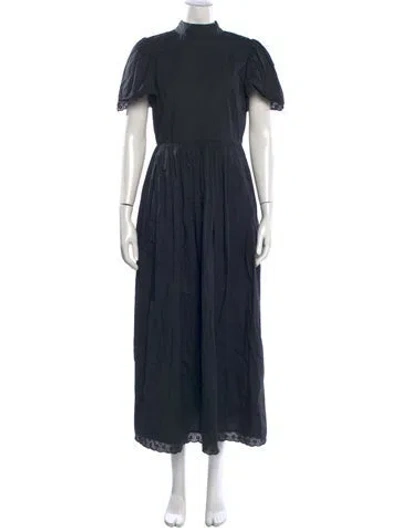 Pre-owned Rhode Mock Neck Midi Length Dress In Blue