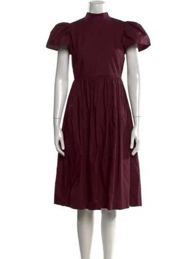 Pre-owned Rhode Mock Neck Midi Length Dress In Burgundy