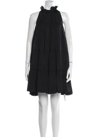 Pre-owned Rhode Mock Neck Mini Dress In Black