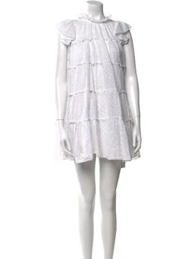 Pre-owned Rhode Mock Neck Mini Dress In White