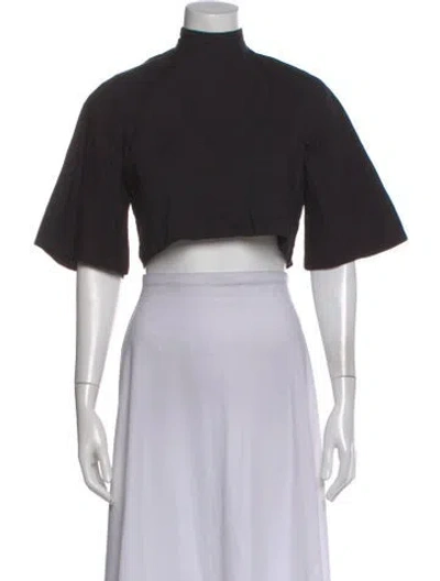 Pre-owned Rhode Mock Neck Short Sleeve Crop Top In Black