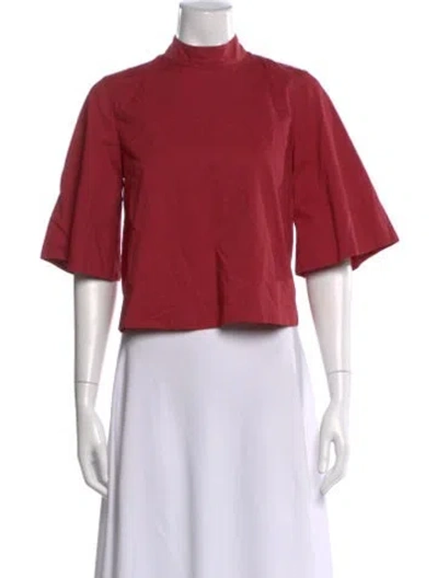 Pre-owned Rhode Mock Neck Short Sleeve Top In Red
