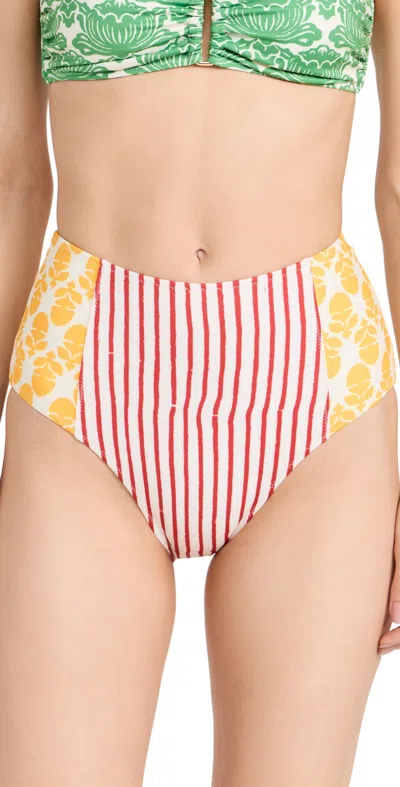 Rhode Navya Bikini Bottoms Brick Jaipur Stripe/pali Hill In Brick Jaipur Stripe/ Pali Hill