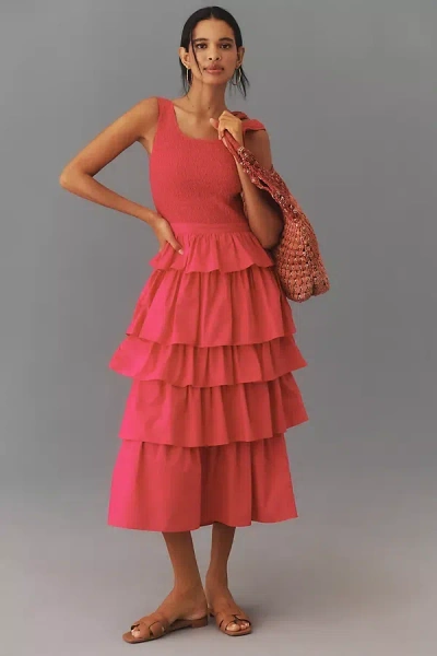 Rhode Nia Midi Dress In Pink