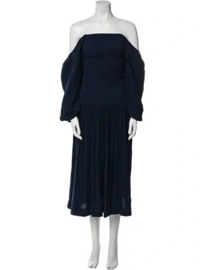 Pre-owned Rhode Off-the-shoulder Long Dress In Blue