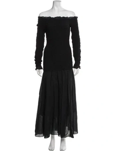 Pre-owned Rhode Off-the-shoulder Long Dress In Blue
