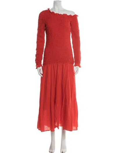 Pre-owned Rhode Off-the-shoulder Long Dress In Orange