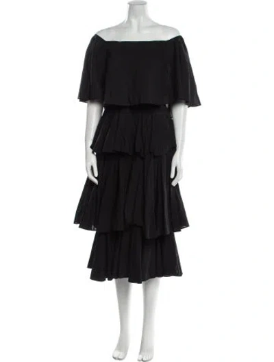 Pre-owned Rhode Off-the-shoulder Midi Length Dress In Black