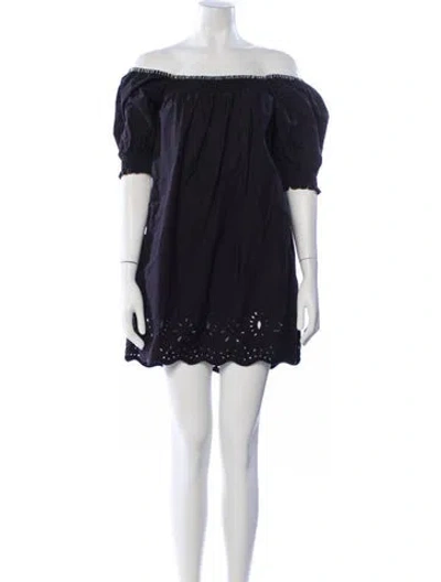 Pre-owned Rhode Off-the-shoulder Mini Dress In Blue