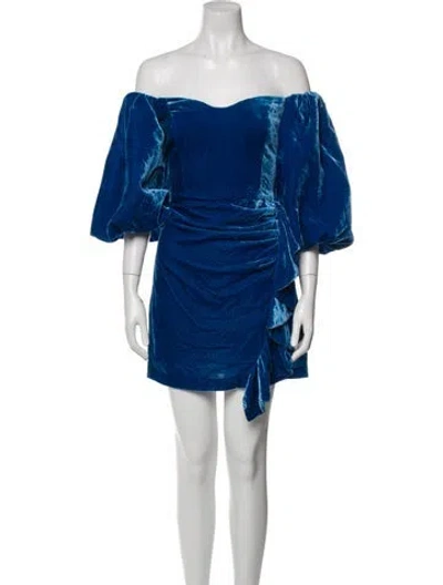 Pre-owned Rhode Off-the-shoulder Mini Dress In Blue