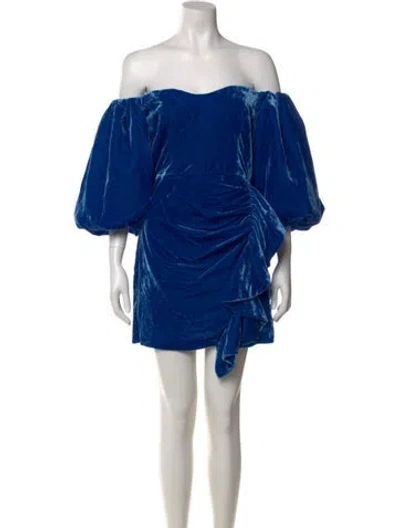Pre-owned Rhode Off-the-shoulder Mini Dress W/ Tags In Blue
