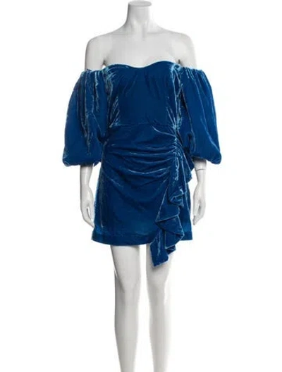 Pre-owned Rhode Off-the-shoulder Mini Dress W/ Tags In Blue