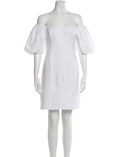 Pre-owned Rhode Off-the-shoulder Mini Dress In White