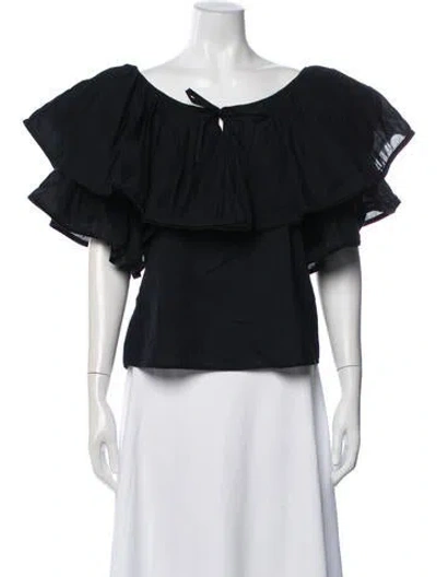 Pre-owned Rhode Off-the-shoulder Short Sleeve Blouse In Blue