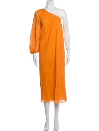 Pre-owned Rhode One-shoulder Midi Length Dress In Orange