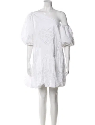 Pre-owned Rhode One-shoulder Mini Dress In White