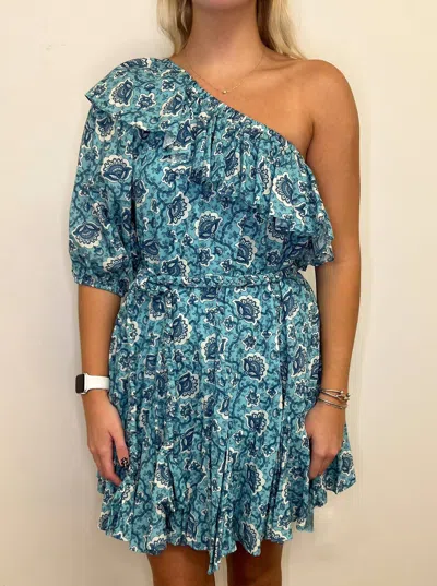Rhode Ozzie Dress In Aqua Lotus In Blue