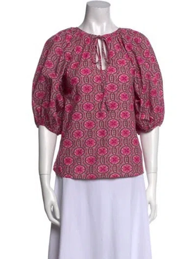 Pre-owned Rhode Paisley Print Crew Neck Blouse In Pink